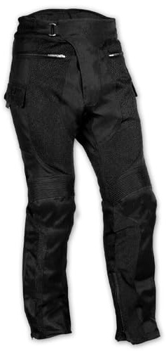 PRO-A - Pantalon de moto pour homme - Protections de genoux homologuées CE - Étanche - Maille - Taille 46-48.