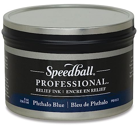 Speedball 8oz Professional Relief Ink Phthalo Blue, For Block, Relief Printing, Linocut, Wood Cutting, Oil-Based