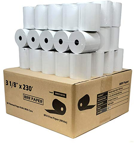 (55 GSM Solid Tube Core) DropShip 3 1 8 x 230 thermal paper (50 Rolls - 1 Case) bpa free - thermal printer paper ct-s801 - BuyRegisterRolls