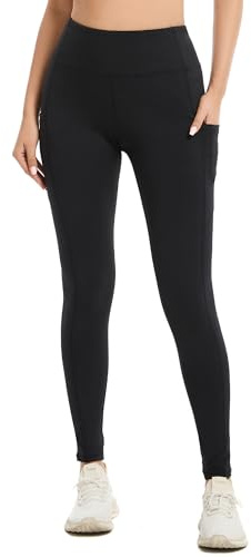 adorence Legging de Sport Femme - Leggings avec Poches (Taille Haute, Opaque & Doux) Pantalon Yoga - Noir, XL