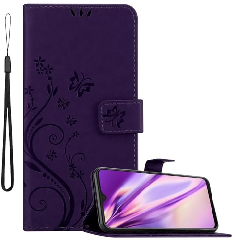 Cadorabo Hülle kompatibel mit Samsung Galaxy M21 / M30s Blumen Design aus Kunst Leder Flip Klappbare Magnetische [Standfunktion] [Kartenfächern] Cover Hülle für Galaxy M21 / M30s Tasche in Lila