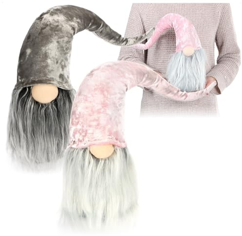 com-four® 2X gnomos navideños Premium para decoración navideña, Figura de Enano de Invierno - Sombrero Puntiagudo - Trolls Decorativos escandinavos - gnomo Sueco con Barba y Gorro Largo de Invierno