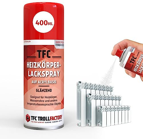 TFC Spray per radiatori – bianco puro lucido, spray a base acrilica per radiatori e tubi dell'acqua, facile applicazione, eccellente potere coprente, asciugatura rapida e resistente ai raggi UV, 60 x