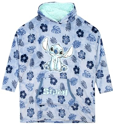 Disney Lilo and Stitch Kapuzenpullover-Decke für Damen, ultra-gemütlich, tragbar, Fleece-Überwurf, Damen-Kleidung, Einheitsgröße, Blau, blau, Einheitsgröße