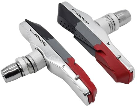 P4B | 1 Paar V-Brake Bremsschuhe Airflow 1 für Felgenbremse in Silber – Silent Stop – Asymmetrisch | Selbstreinigend und optimal bei Nässe Dank Profil im Airflow-Design | Allwetterbremsschuh