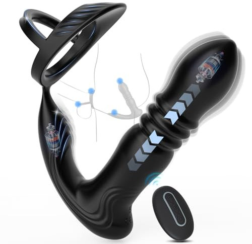 Meeteel Prostata Stimulation Männer mit Penisring, Anal Vibrator mit 3 Schock- und 10 Vibrationsmodi Sex Spielzeug für die Männer Anal Dildo Analplug Analvibratoren Vibratorensets für Paare,Frau