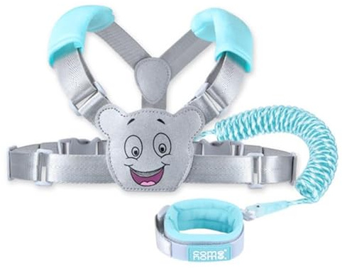 Imbracatura di sicurezza per bambini, zaino per guinzaglio per bambini, 4 in 1, redini per camminare, con cinturino anti-smarrimento, guinzaglio da passeggio con cintura di sicurezza da polso
