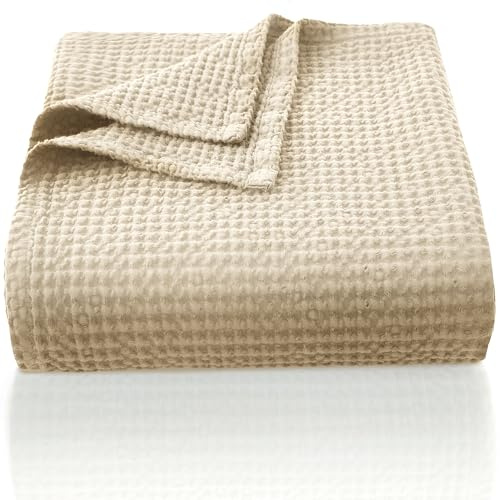 CHUFFED Coperta a nido d'ape in 100% cotone, 150 x 200 cm, morbida e leggera, per tutte le stagioni, perfetta per divano letto, divano, elegante decorazione per la casa, misura doppia/matrimoniale
