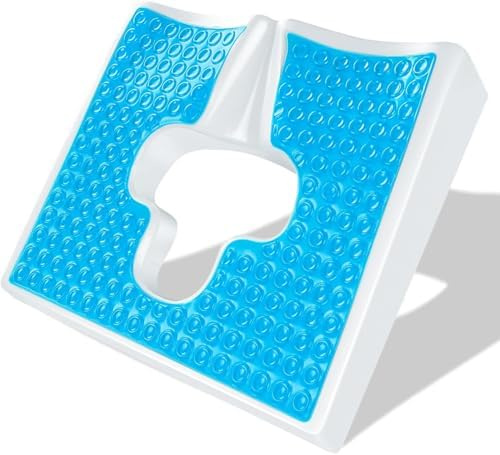 Cuscino Antidecubito per Coccige e Natiche | Design a T con Gel Rinfrescante | Ufficio, Auto, Sedia a Rotelle | Supporto Anziani e Post-Operatorio （Blu）