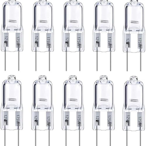 NTZTO G6.35 Halogen Bulb 12V 20W (10 Pack) - 2700K Warm White Dimmable GY6.35 Base, 390LM for Projectors, Track Lighting, Stage Lights - 2000Hrs Lifespan 175w10pack