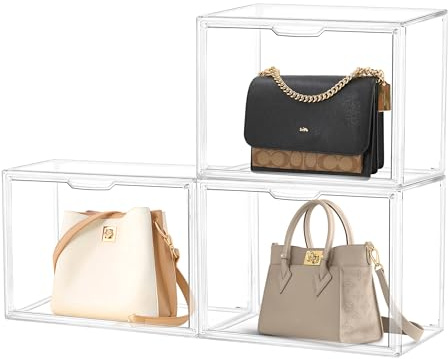 Umisu 3 Pièce Vitrine pour Collection, Boîte de Rangement Empilable et Amovible, Vitrine Porte Magnétique pour Objets de Collection, Sac à Dos, Chaussures, Livres, Figurines (36×27×22cm)