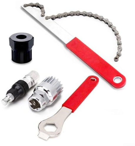 Yhenlovtt Set di strumenti per la rimozione di cassette per mountain bike, per 7-12 cassette, estrattore catena con anello di bloccaggio compatibile con SRAM, manico rivestito in acciaio per durata e