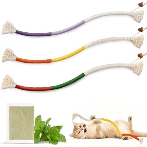 Katzenminze Spielzeug,3 Stk Set Kauspielzeug für Katzen,70cm Katzenbeißseil