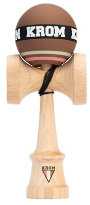 KROM Kendama STROGO Neapolitan Chocolate – Kendama in Legno per Principianti e Giocatori avanzati – Gioco di abilità per Uso Indoor e Outdoor – Giocattolo in Legno con Corda e Sfera