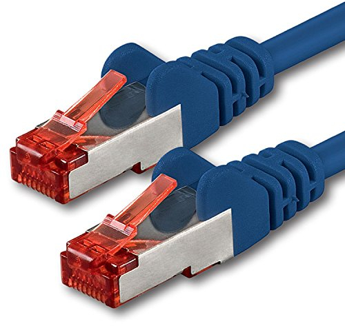 1aTTack.de - 1x 1m CAT6 Patchkabel S/FTP PIMF Schirmung CAT.6 RJ45 Netzwerkkabel Ethernetkabel DSL LAN Router Switch Modem Patchfeld - blau - 1 Stück