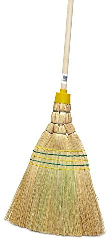 Sorex - Escoba de paja (5 costuras, longitud 145 cm, varias unidades), color amarillo, 3 unidades