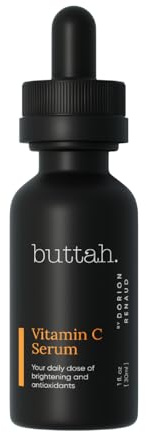 Buttah Skin Vitamin C Serum 1 FL oz e 30mL - For Face - Vitamin E - Ferulic Acid - Green Tea
