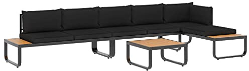 vidaXL Hörnsoffa set med dynor 4 delar aluminium och WPC