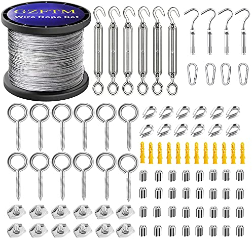 GZFTMKOBNS 2MM Garden Wire for Climbing Plants, 50m Heavy Duty 304 Stainless Steel Cable Rope Kit With M5 Turnbuckle Wire Tensioner