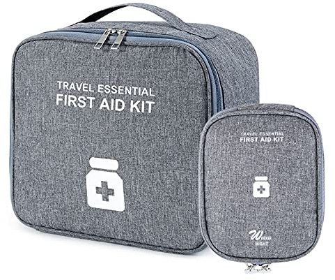 papasgix Medikament Tasche Medizinbox Große Kapazität Ablageboxen Home Tragbare Aufbewahrungsbox wasserdichte Kulturbeutel Waschtasche Reise Toilettentasche (Reines Grau Set)