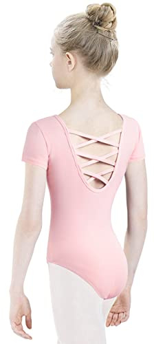 tanzdunsje Body Dance Flickor Kvinnor Ballett Body Leotards Flickor Gymnastik Leotards Bomull Kortärmad Storlek 100-170