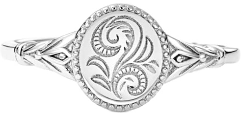 Jude Jewelers Stainless Steel Leaf Flower Signet Style Wedding Statement Promise Anniversary Engagement Ring (Silver, 10)