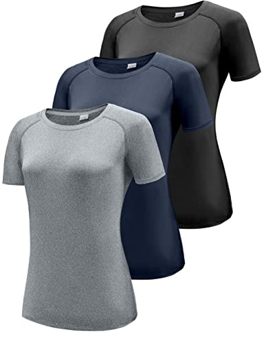Damer 3-pack långärmad tröja t-shirts, UPF 50+ solskydd snabbtorkande funktionell skjorta, löptröjor, andas, långärmad sportskjorta, gym, yoga, löpning, topp, fritidsskjorta, träning, fitness, topp,