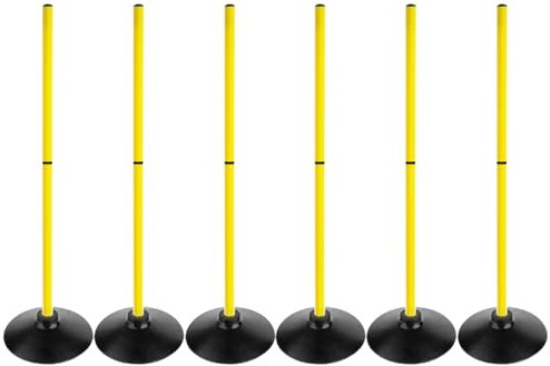 ASENVER Soccer Agility Poles Set Detachable Sports Trainning Speed Pole Slalom Poles with Rubber Base Sport Traning Equipment (3.3 FT, Pack of 6)