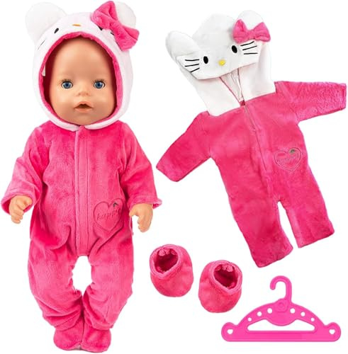 Xerteam Vestiti per bambole da 18 pollici,set di vestiti da bambola,con tuta,cappello,calzini e appendiabiti,gatti bambole vestiti per bambini e ragazze,per 30-45 cm neonato,bambole e ragazze di