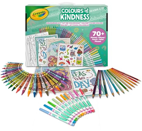 CRAYOLA Colours of Kindness Art Case - 70+ Pieces of Colouring Fun! | Includes Crayons, Markers, Pencils, Stickers & Paper | Ideal for Kids Ages 4+