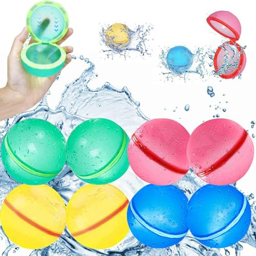 12 Stück Wasserbomben, Schnell Füllende Silikon-Wasserballons, Selbstschließend, Wiederverwendbar, für Sommer-Outdoor-Kinder, Erwachsene, Strand, Pool-Partys, Wasserpark-Spiele