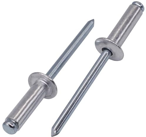 SKIR'CO 50 rivetti ciechi in alluminio 5,0 x 16 mm, mandrino in acciaio, rivetti a testa bombata, DIN 7337