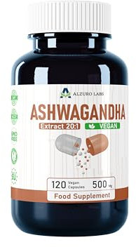 Alzuro Labs Ashwagandha | 10.000 mg equivalente (estratto di 500 mg 20:1) | 120 capsule vegane | Supporto ad alto dosaggio dello stress, dell'energia e del sonno | Scorta di 4 mesi | Testato in