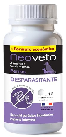 NEOVETO - Vermipurge - Vermifuge pour Chien en comprimés naturels - Actifs agréés par Les Services Vétérinaires Français - Fabriqué en France - Facile à administrer - 30 comprimés (Version espagnole)