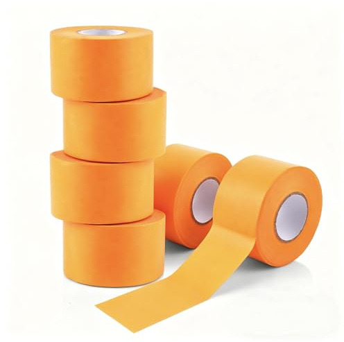 LOLYSIC 6 rotoli di nastro adesivo per pittore, nastro adesivo impermeabile, 50 mm x 50 m, nastro adesivo dorato, resistente ai raggi UV, larghezza 50 mm, per lavori di pittura, bordi puliti