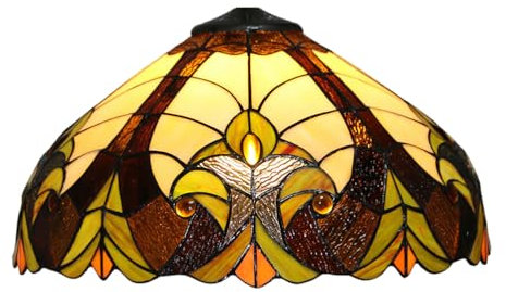 Dualbao Lámpara de vidriera barroca Solo reemplazo de Pantalla, Tiffany de 16 Pulgadas a Mano Retro Verde Beige Amarillo ámbar de Pantalla Apto para lámpara de Mesa Luces Colgantes lámparas de pie