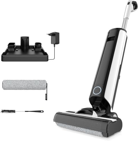 Aspirateur Laveur, Aspirateur Balai sans Fil avec 3 Modes de Nettoyage, Moteur sans Balais, Double Réservoir d'eau, Écran LED et Autonettoyant, 70000RPM, Aspiration de 14 Kpa, Zone Applicable : 140㎡