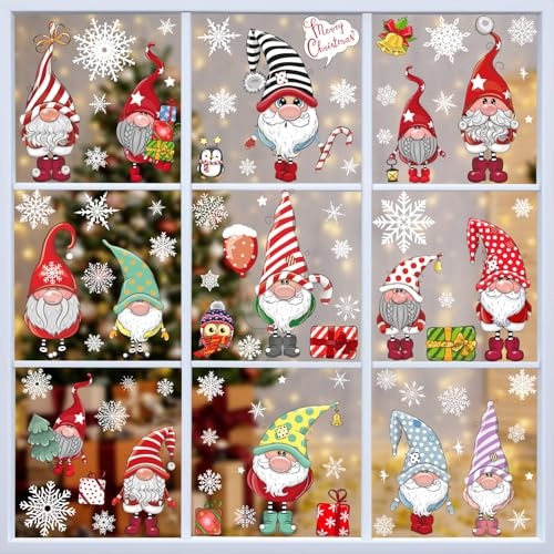 261 Christmas Window Stickers, SILARLAIT 10 Sheets Window Stickers Double-Sided & Reusable, Christmas Window Decoration Window Clings Stickers for Christmas Party Decoration