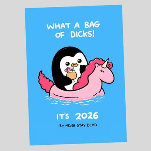 Väggkalender 2026, dubbel trådbindning, humoristisk djurkalender, månadsplanerare (A)