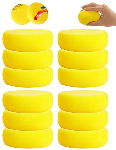 ZKUNL - 12 esponjas redondas para pintar (7,5 cm), color amarillo, sintéticas, para manualidades, suaves, ideales para acuarela, cerámica, arcilla, arte, manualidades y pintura facial.