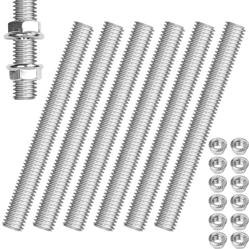 NETFLO 6 stycken m10 gängstång M10 x 200 mm gängstänger, utrustade med 12 flänsmuttrar helgängad gängstång för maskinmontering och möbelkonstruktion