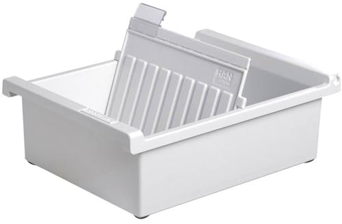 HAN Karteitrog DIN A6 quer innovatives, attraktives Design für 800 Karteikarten, inklusive 1 Stützplatte mit Sichtreiter, 966-0-11, lichtgrau