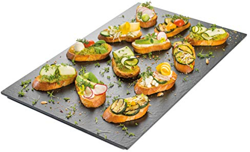 Kunstschiefer Servierplatte | Brotzeitplatte rechteckig | GN 1/1 Format 53x32,5 cm | Perfekt für Buffets, Brotzeit, Käse- oder Wurstplatten