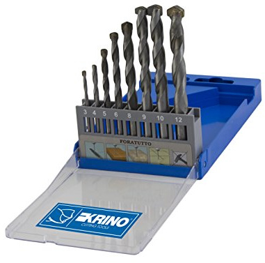 Krino 03085203 - Juego de 8 brocas universales de acero, 3 ÷ 12 mm