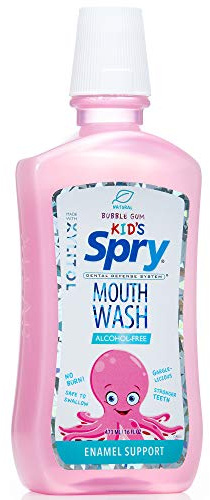 Spry naturligt xylitol-munskölj, fluoridfri – med emaljstöd, alkoholfri, mild formula, icke-GMO, Bubble Gum - 16 fl oz (Pack of 1)