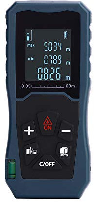 Metro láser, medidor de distancia 40m/60m/80m/100m, telémetro láser, con modo Pitágoras, distancia de medición, área, cálculo de volumen, pilas no incluidas