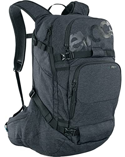 EVOC Mochila LINE PRO 30 Touring (protección LITESHIELD PLUS, Boddy Hugging, soporte para esquís, soporte para snowboard, compartimento para botellas de agua, correa aislante para el hombro), Negra
