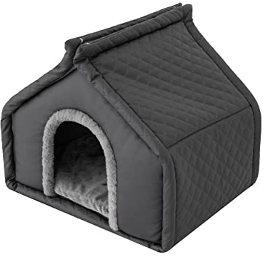 PillowPrim Chalet pour Animaux - Nichoir pour Chiens, Lit avec Zone de Repos, Taille 2: 52 x 42 cm, Graphite