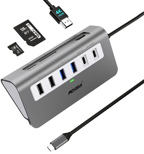 Mosirui USB C HUB Multiport Adapter, 9-in-1 Docking Station with 4K HDMI, 100W PD, 3 * 5Gbps USB Data Ports, SD/TF, USB-C Dock for MacBook,Surface,Dell and More Laptops