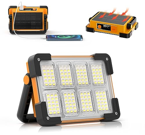 Dancingboar 30W Projecteur LED Rechargeable,Projecteur LED Chantier Portable Solaire & Batterie Rechargeable,4 Modes 5400mAh Lampe de Travail Pour Camping, Chantier, Garage, Atelier